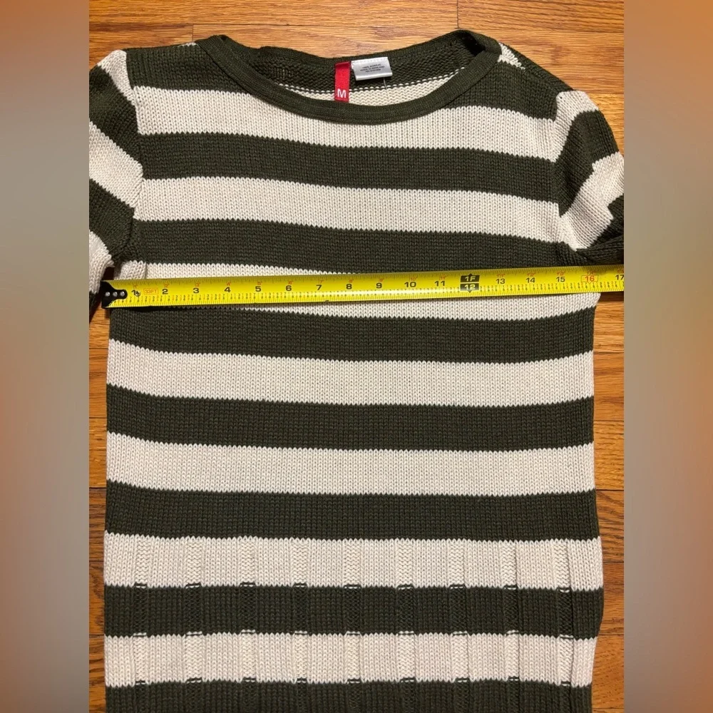 H&M Green and White Striped Sweater with Red Star Accents - Picture 3 of 8